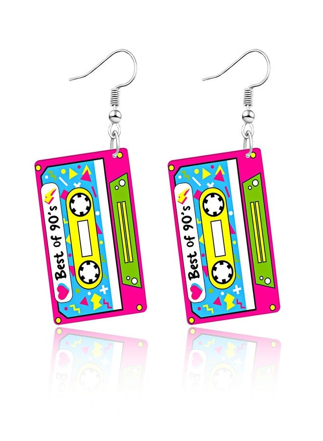 Nylry Neon Earrings for Women Cassette Tape Earrings for 80s 90s Outfit Acrylic Drop Earring 80s Accessories for Women Neon Party Decorations Halloween Costume Neon Jewelry Accessories Gifts-A - Image 1